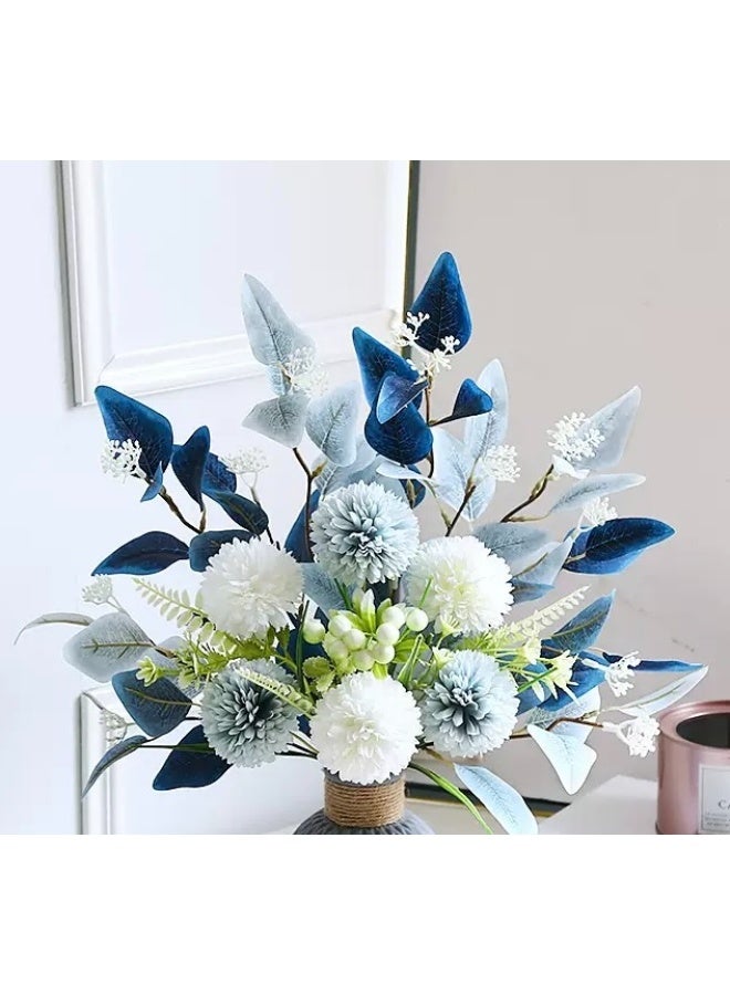 JAYATO Blue and White Hydrangea, Fake  Flowers, Silk Artificial Flowers, Faux Flower Arrangement Suitable for Party, Home Office Decoration, Wedding Flowers, Dining Table Centerpiece (No Vase) - Image 2